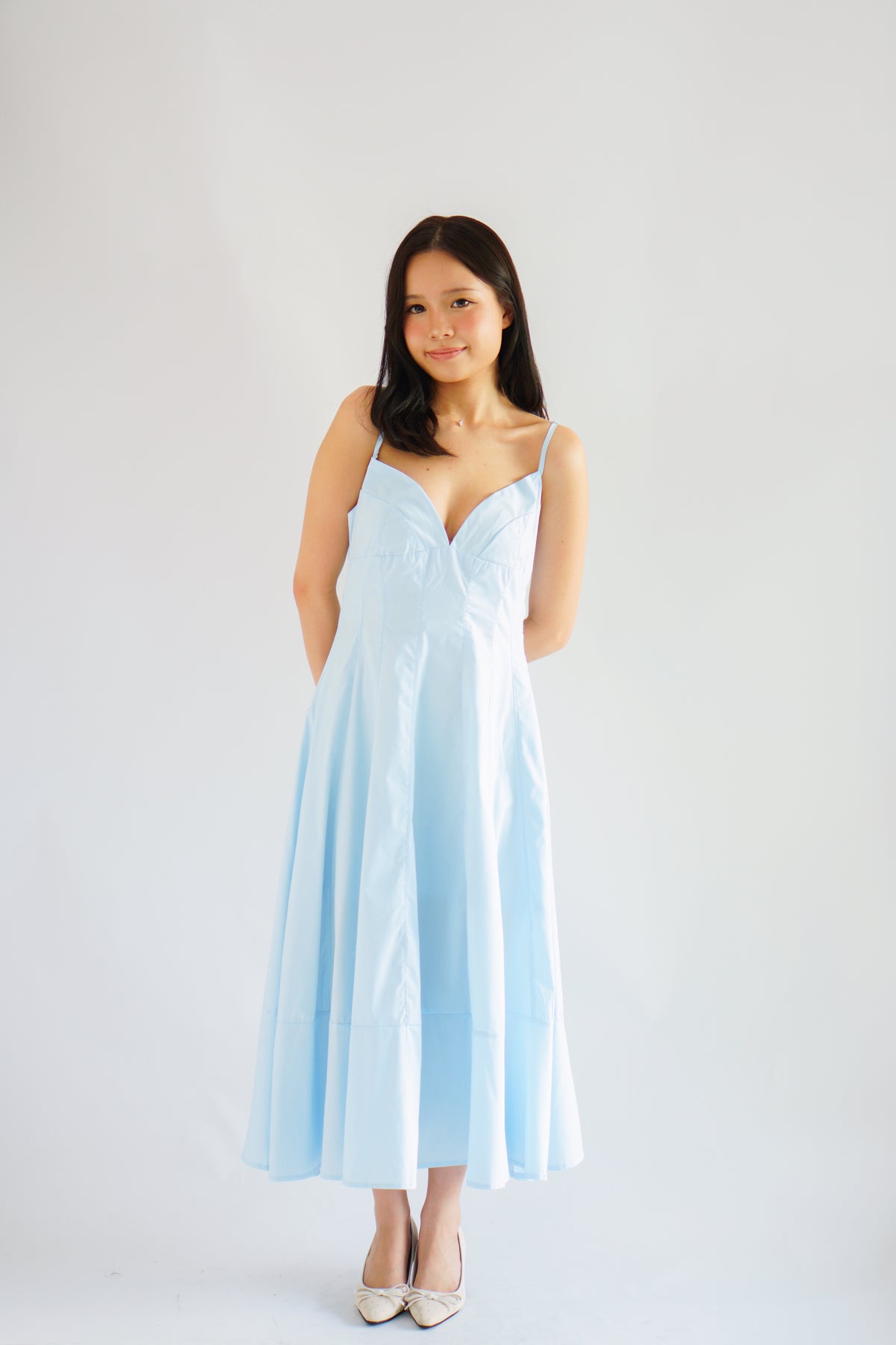 Positano Bustier Maxi Dress in Blue