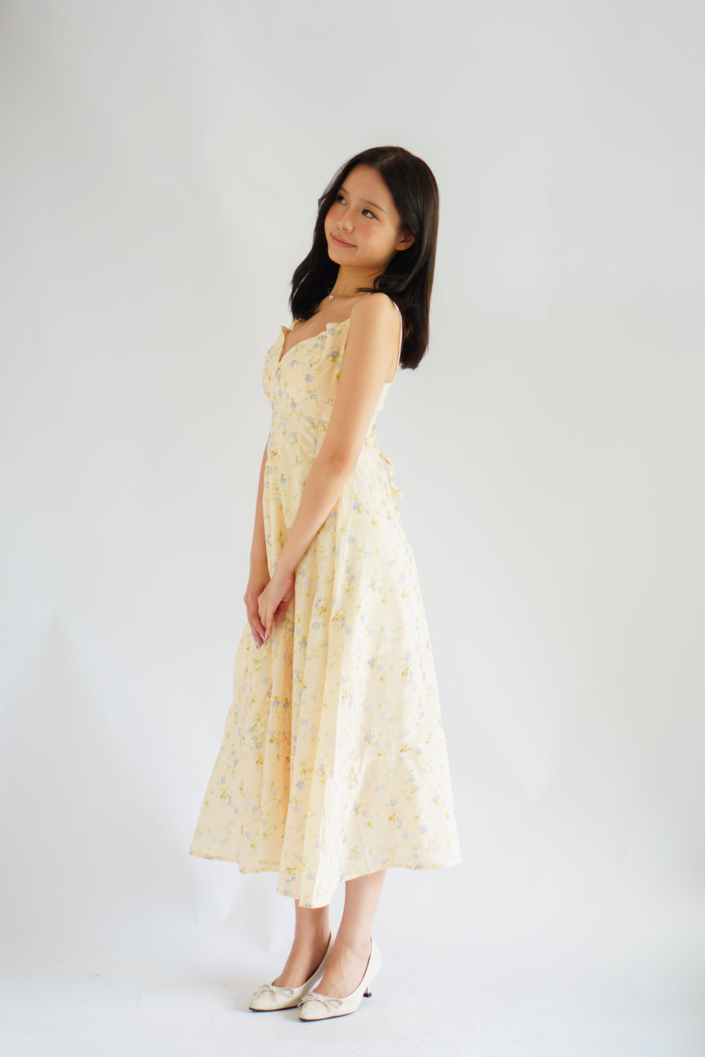 Positano Bustier Maxi Dress in Yellow Floral