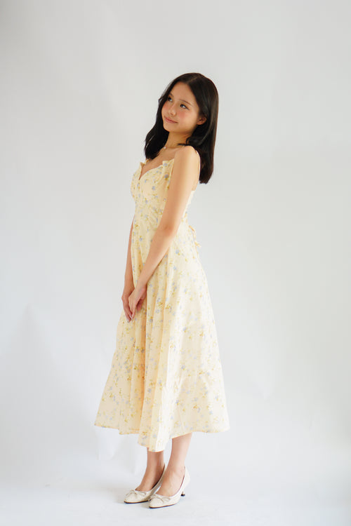 Positano Bustier Maxi Dress in Yellow Floral