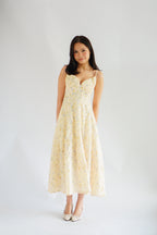 Positano Bustier Maxi Dress in Yellow Floral