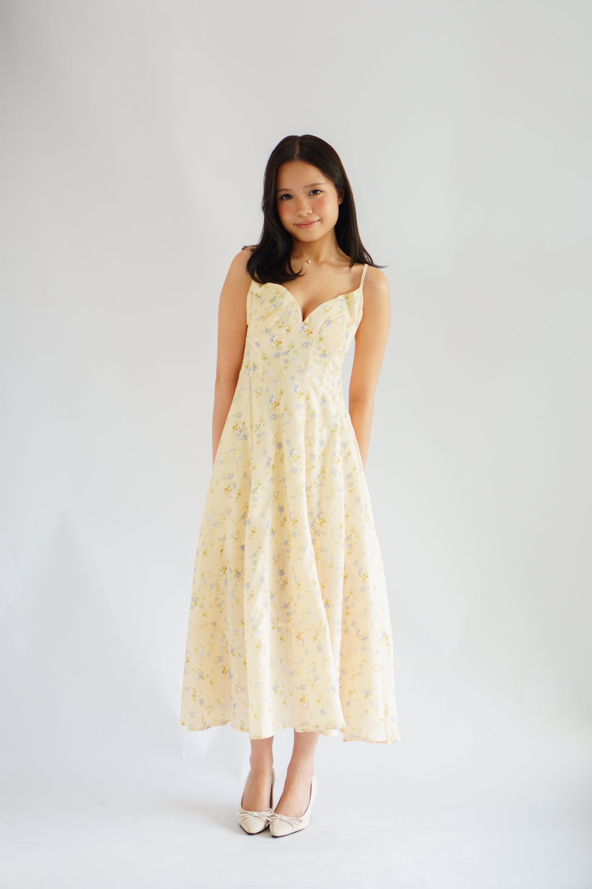 Positano Bustier Maxi Dress in Yellow Floral