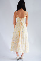 Positano Bustier Maxi Dress in Yellow Floral