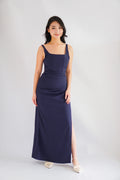 Keana Ruched Waist Maxi Dress in Dark Blue