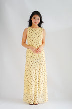 Sun Dreamer Polkadot Boat Neck Maxi Dress in Yellow