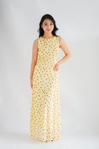 Sun Dreamer Polkadot Boat Neck Maxi Dress in Yellow