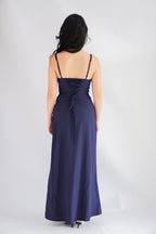 Keana Ruched Waist Maxi Dress in Dark Blue