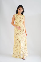 Sun Dreamer Polkadot Boat Neck Maxi Dress in Yellow
