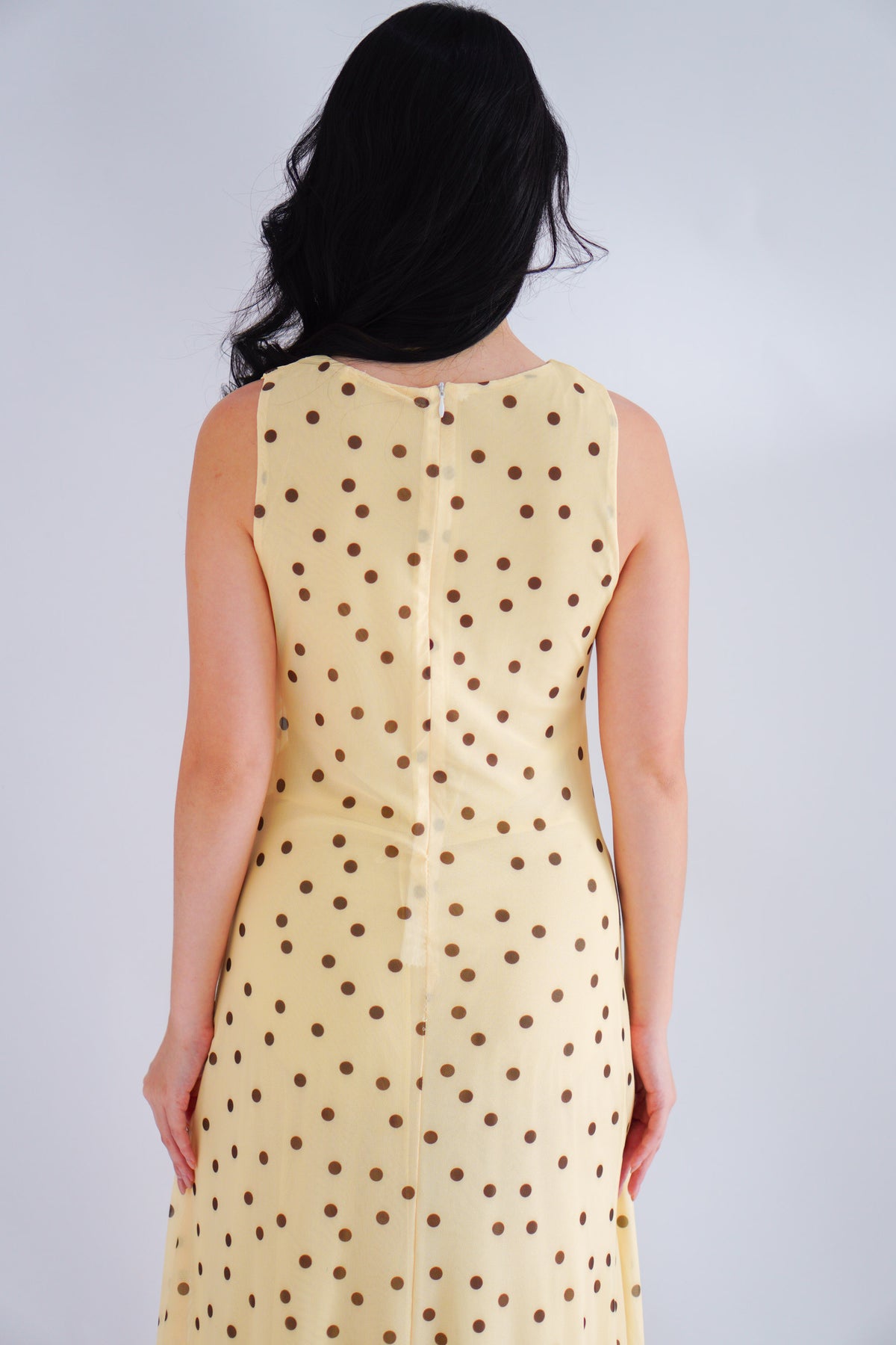 Sun Dreamer Polkadot Boat Neck Maxi Dress in Yellow