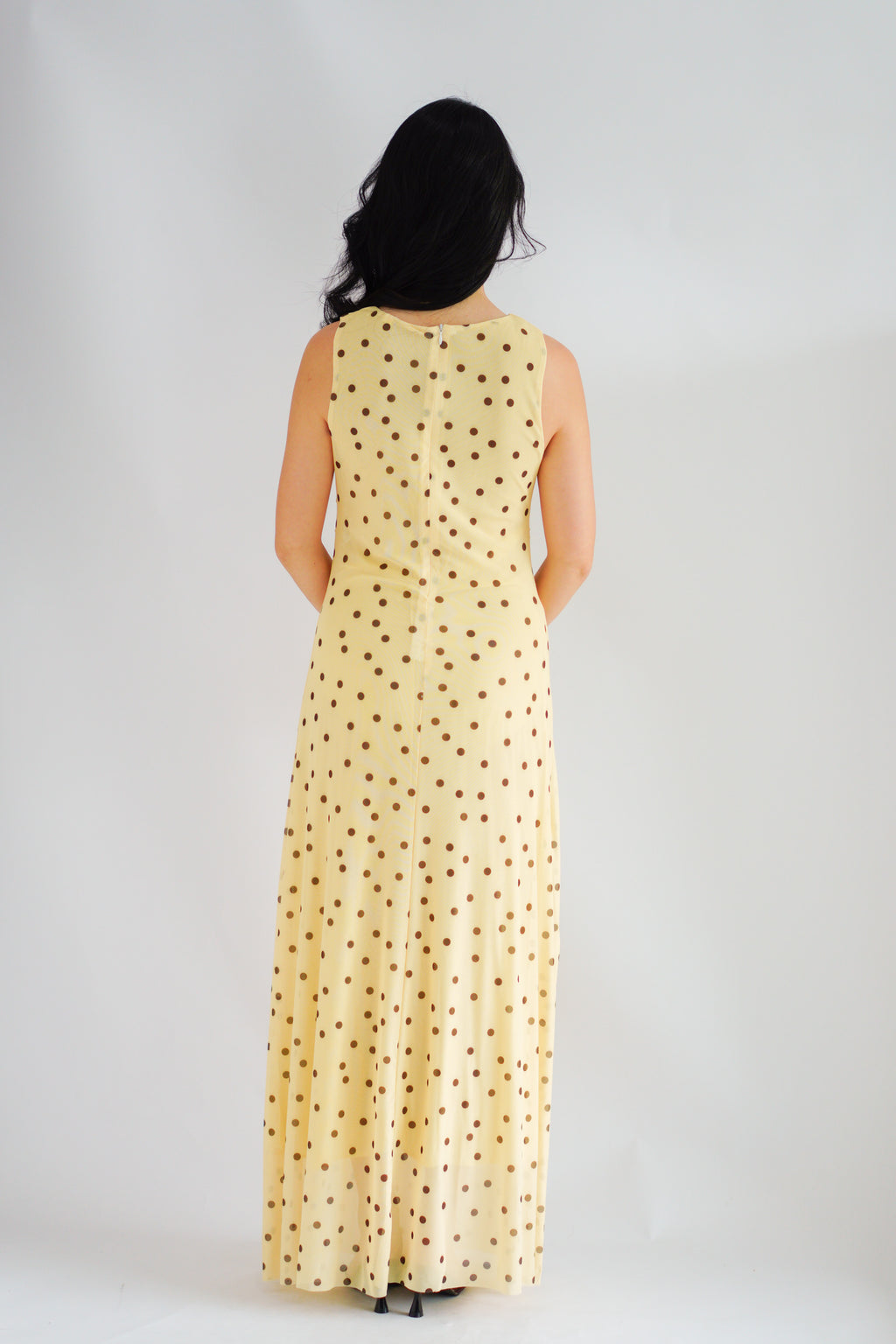 Sun Dreamer Polkadot Boat Neck Maxi Dress in Yellow
