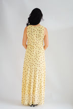 Sun Dreamer Polkadot Boat Neck Maxi Dress in Yellow