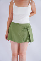 Miss Pistachio Mini Linen Low Waist Skort in Green