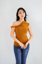 Myoka Ruched Toga Top in Mustard