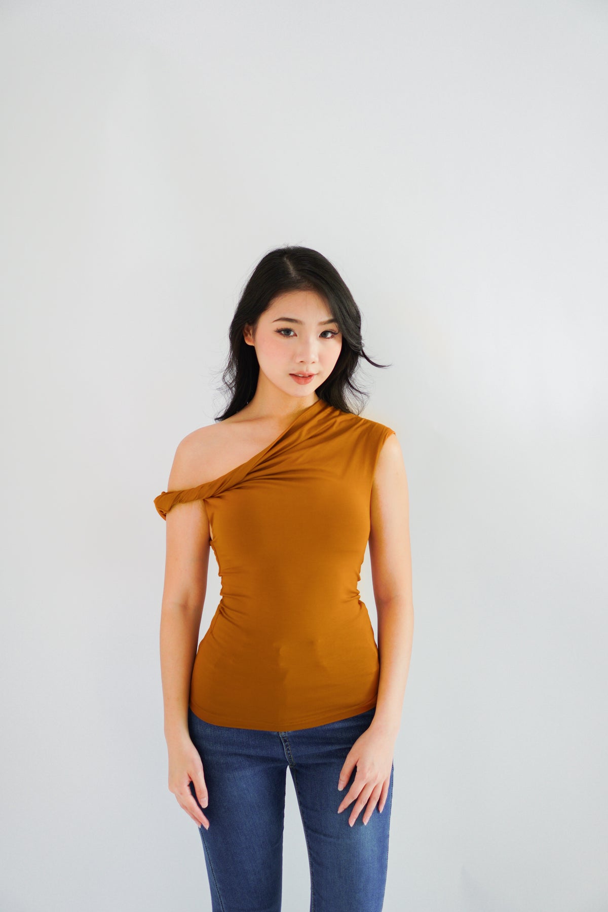 Myoka Ruched Toga Top in Mustard