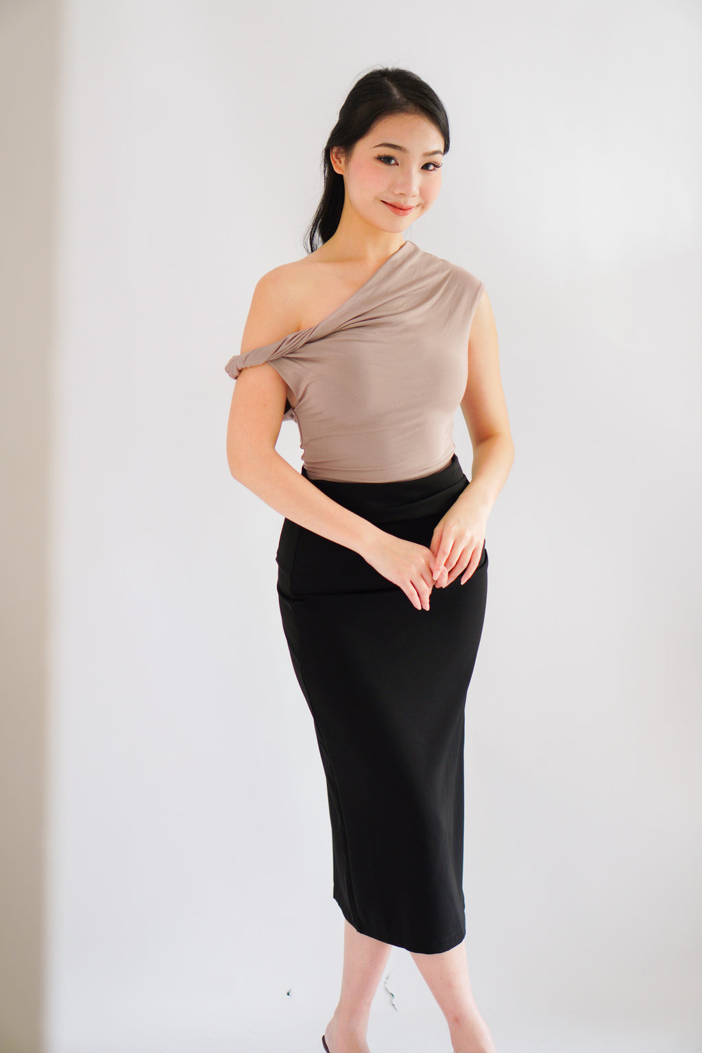Myoka Ruched Toga Top in Khaki