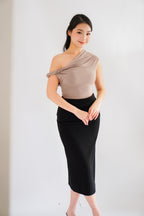 Myoka Ruched Toga Top in Khaki