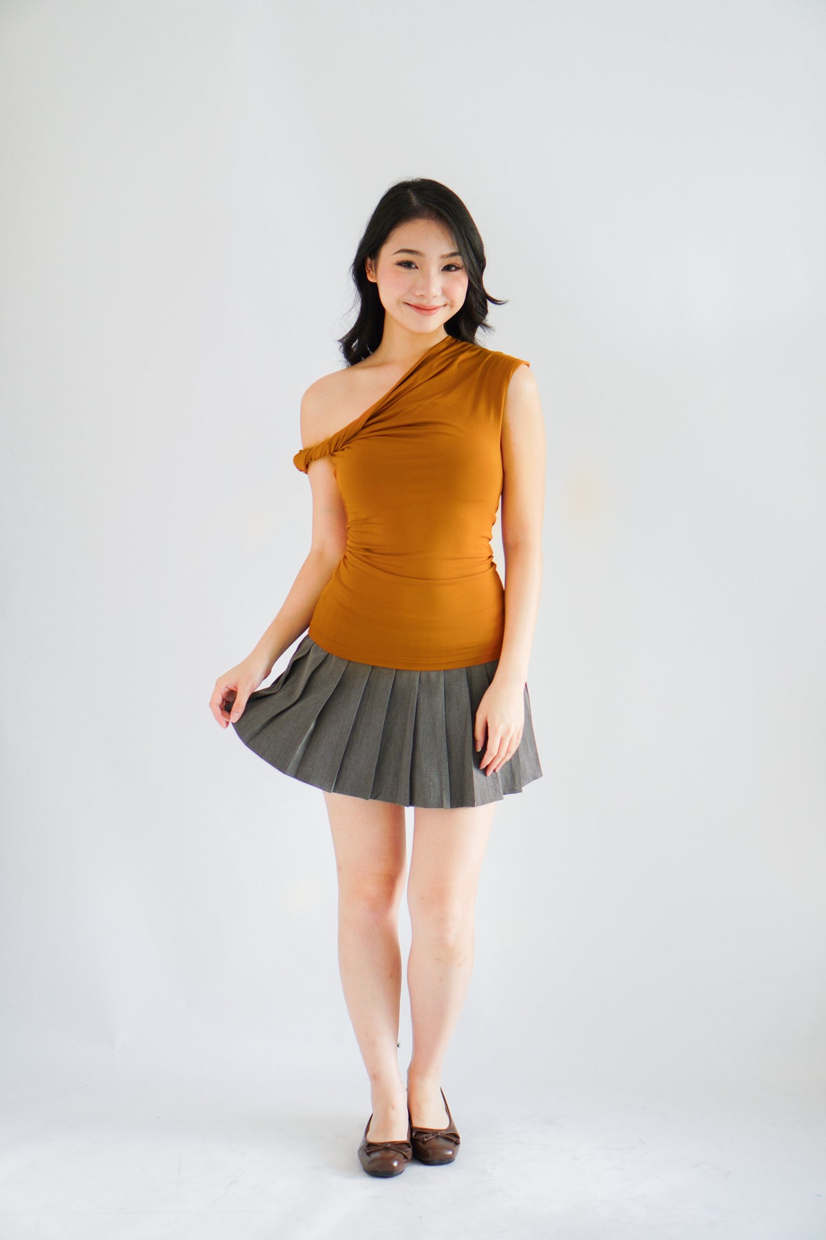 Myoka Ruched Toga Top in Mustard