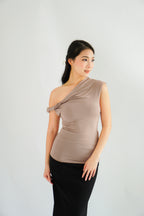 Myoka Ruched Toga Top in Khaki