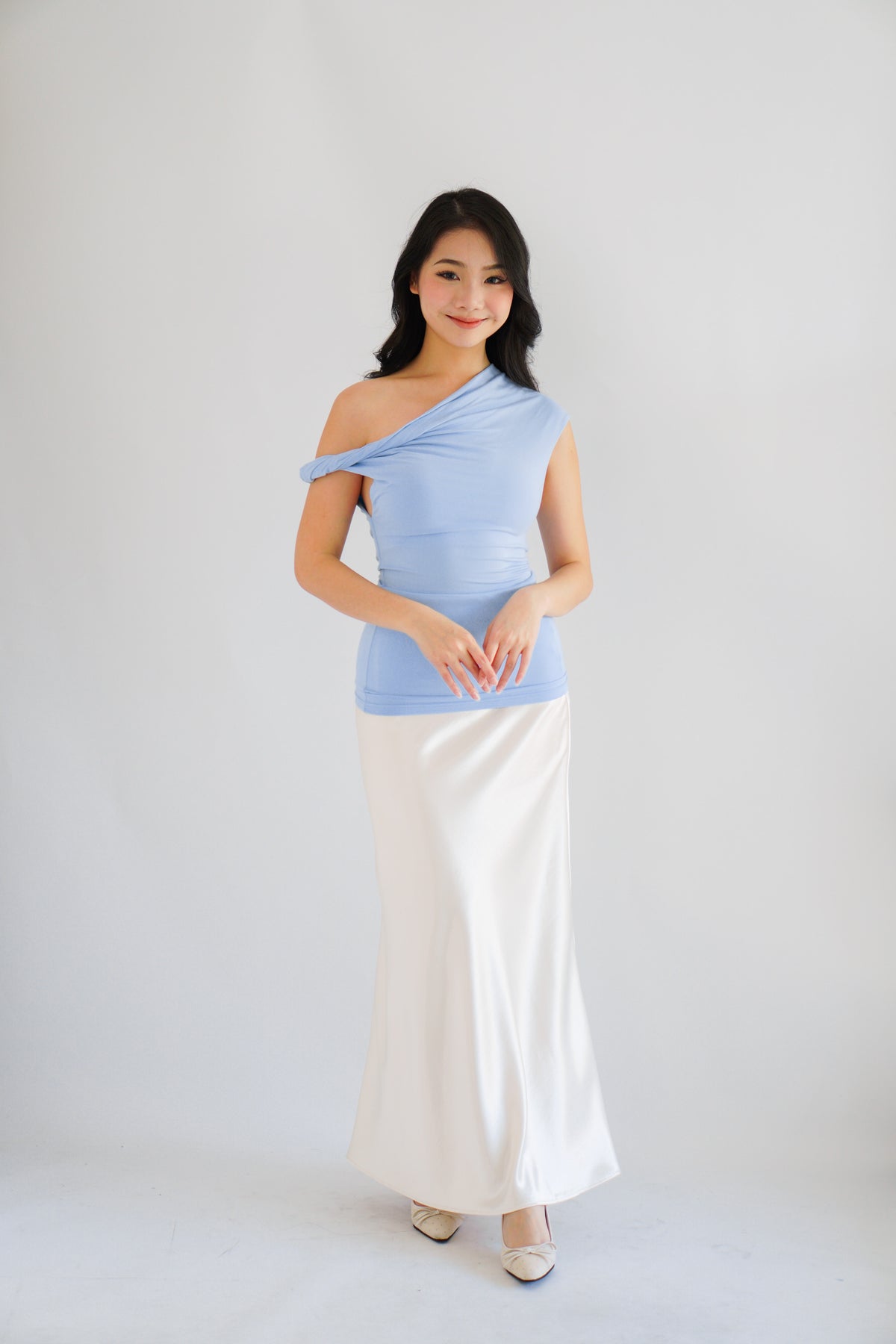 Myoka Ruched Toga Top in Blue