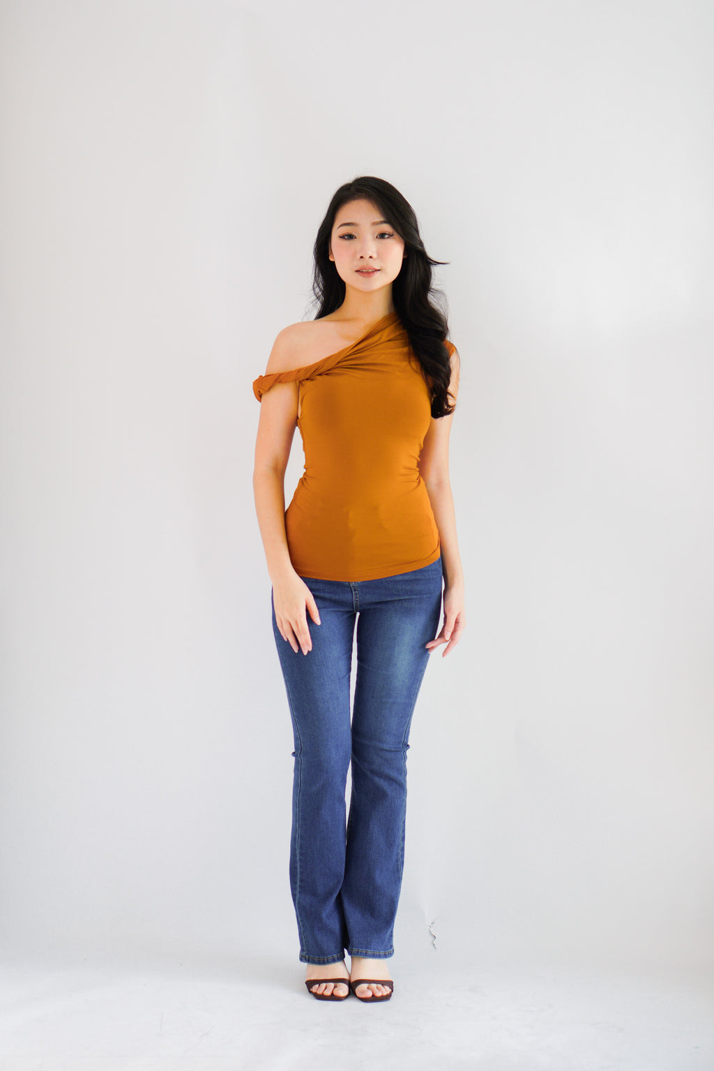 Myoka Ruched Toga Top in Mustard
