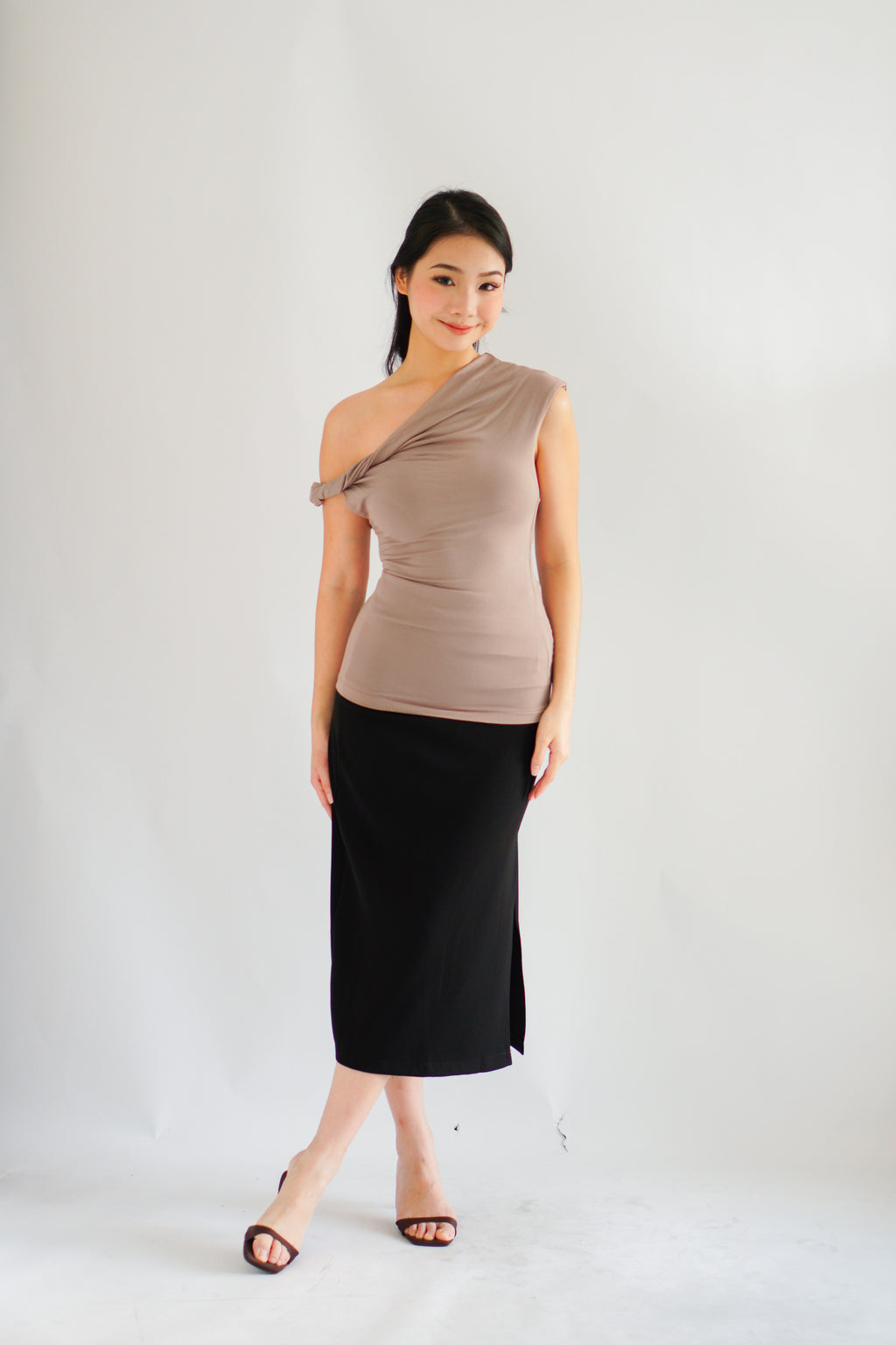 Myoka Ruched Toga Top in Khaki