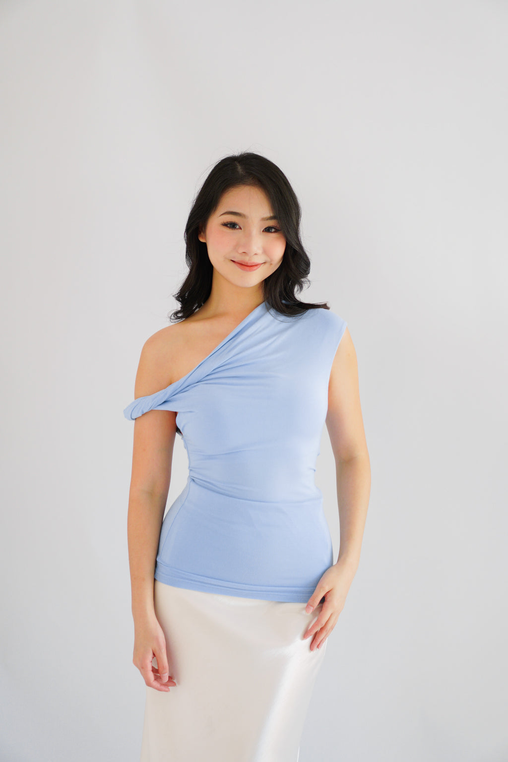 Myoka Ruched Toga Top in Blue