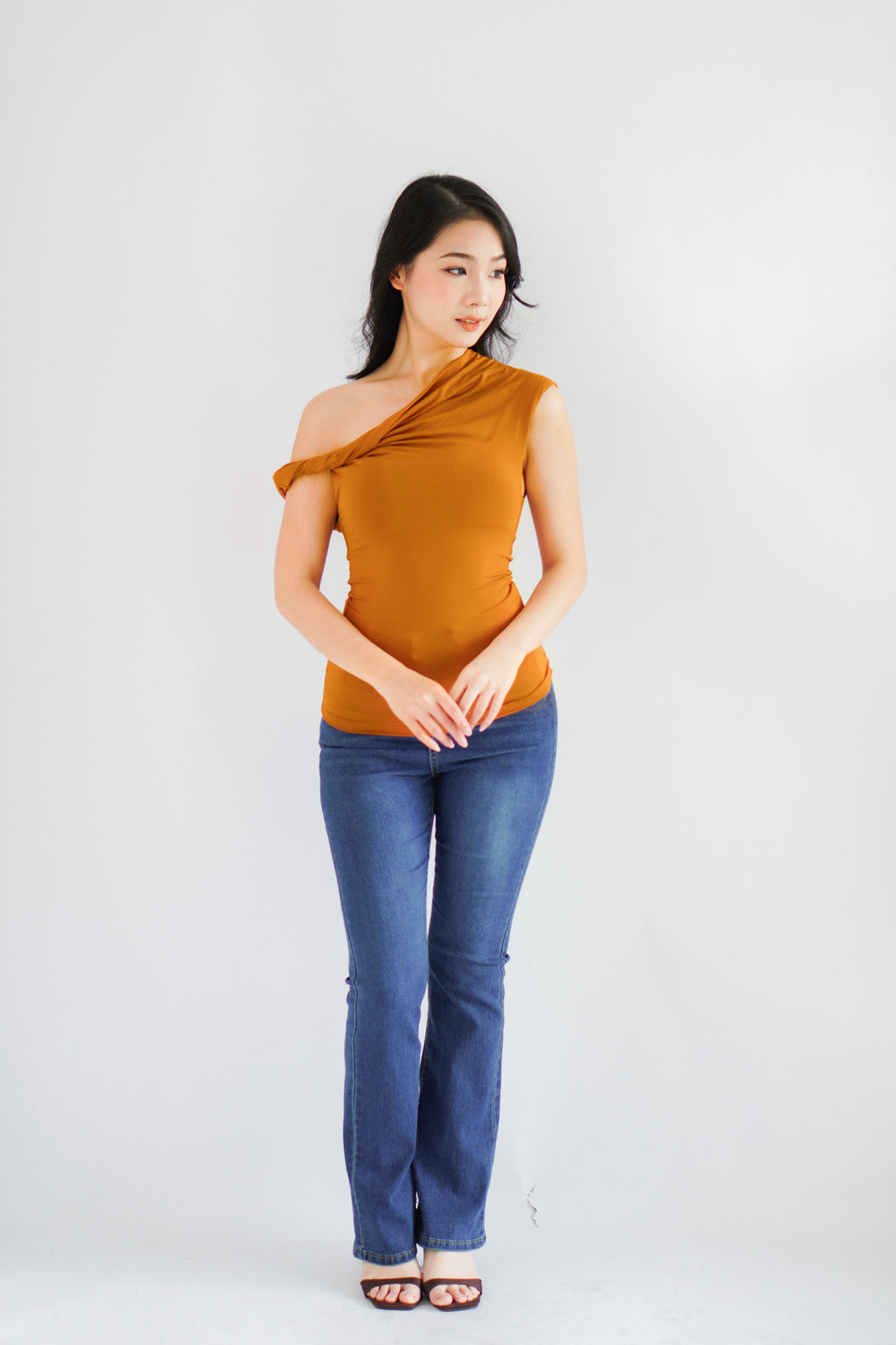 Myoka Ruched Toga Top in Mustard