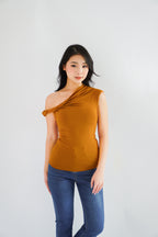Myoka Ruched Toga Top in Mustard