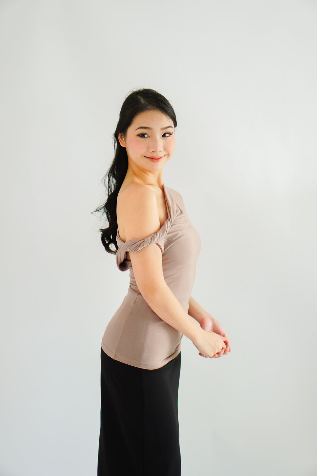 Myoka Ruched Toga Top in Khaki