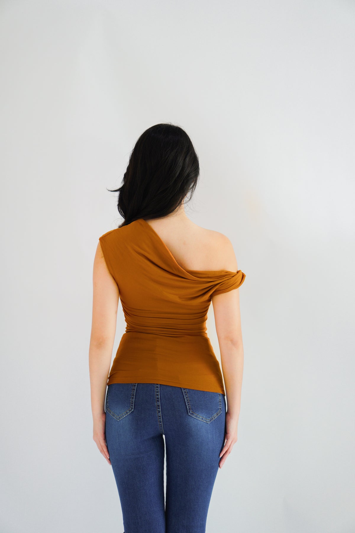 Myoka Ruched Toga Top in Mustard