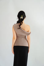 Myoka Ruched Toga Top in Khaki
