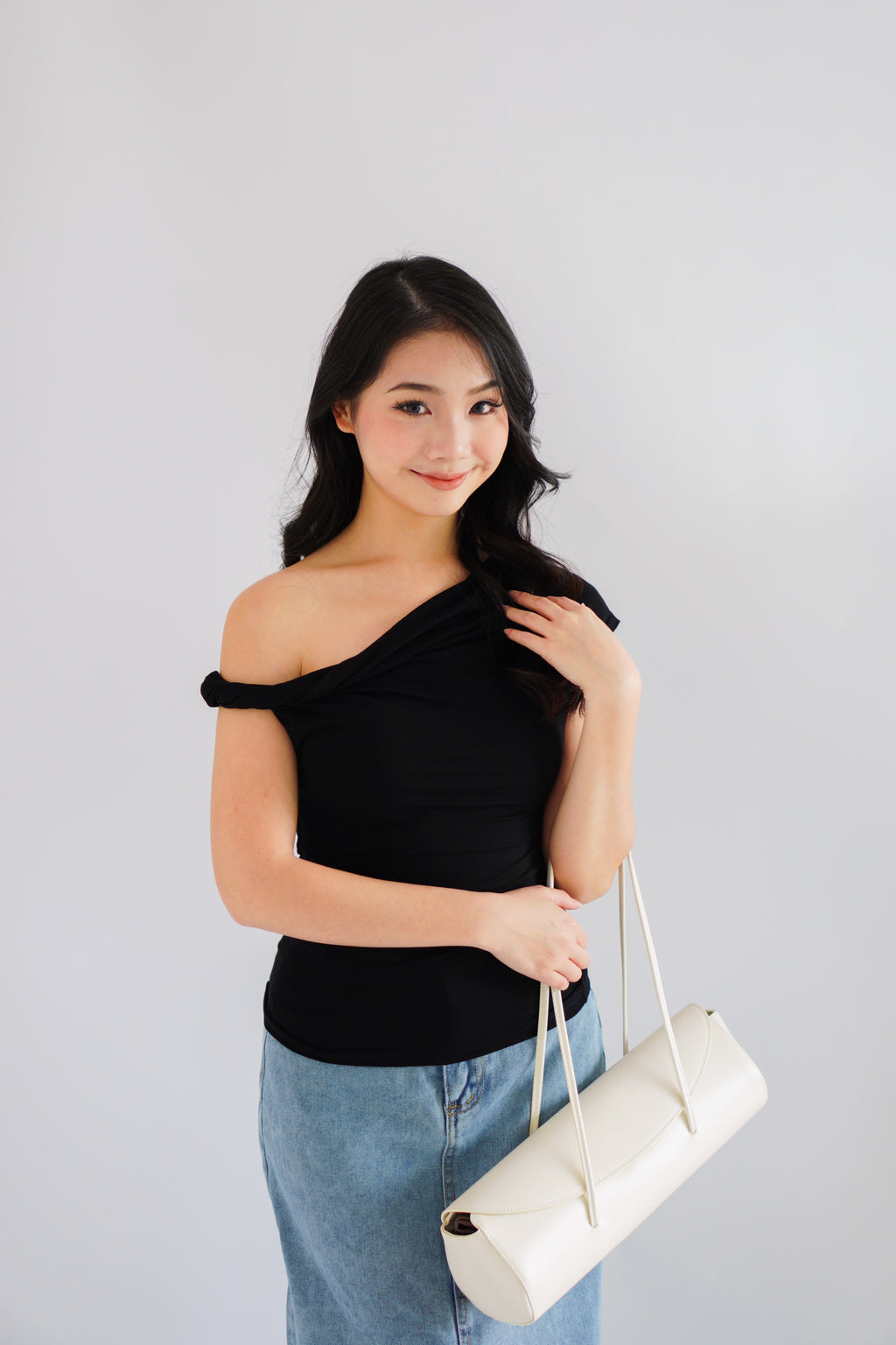 Myoka Ruched Toga Top in Black