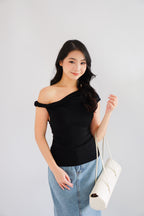 Myoka Ruched Toga Top in Black
