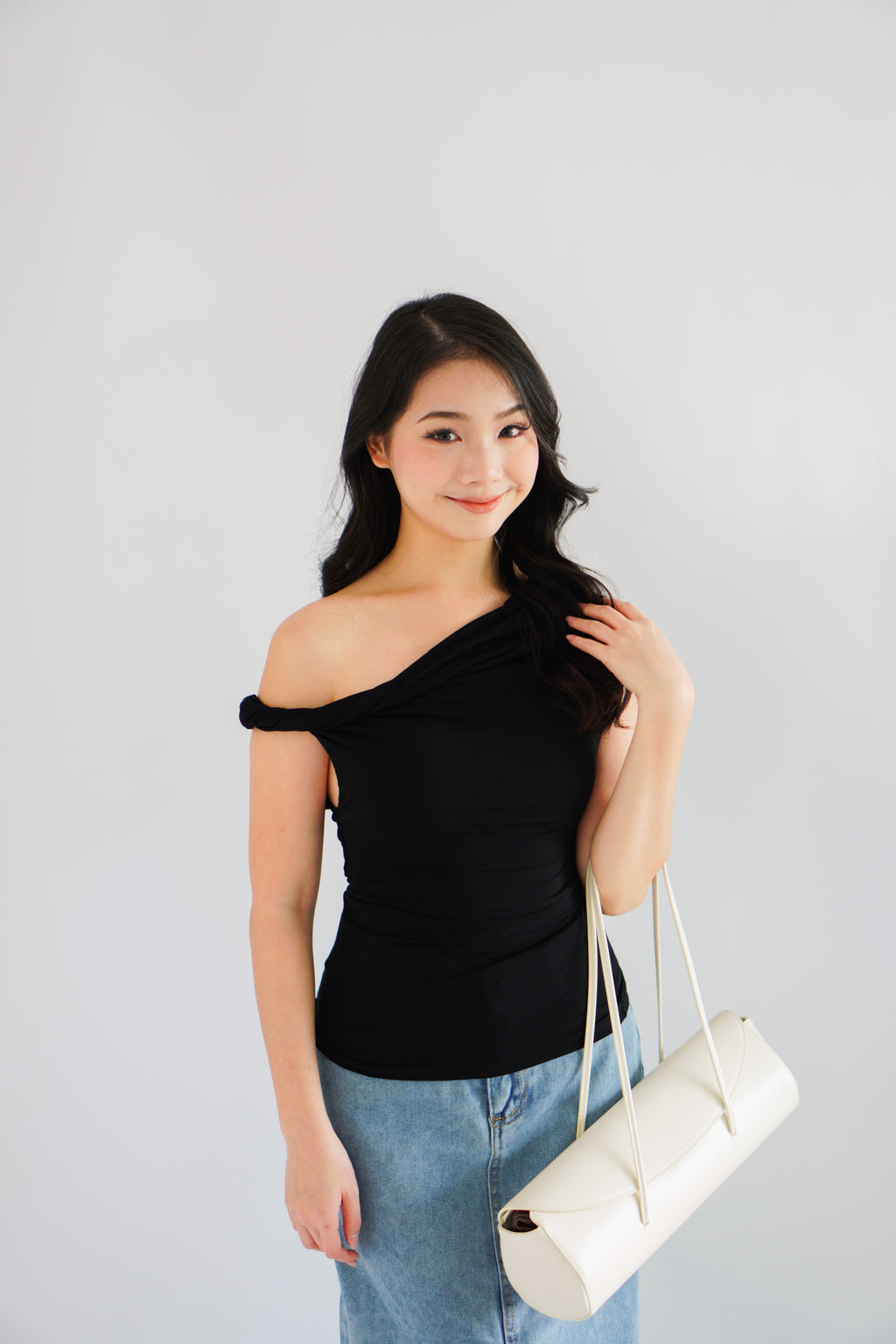 Myoka Ruched Toga Top in Black