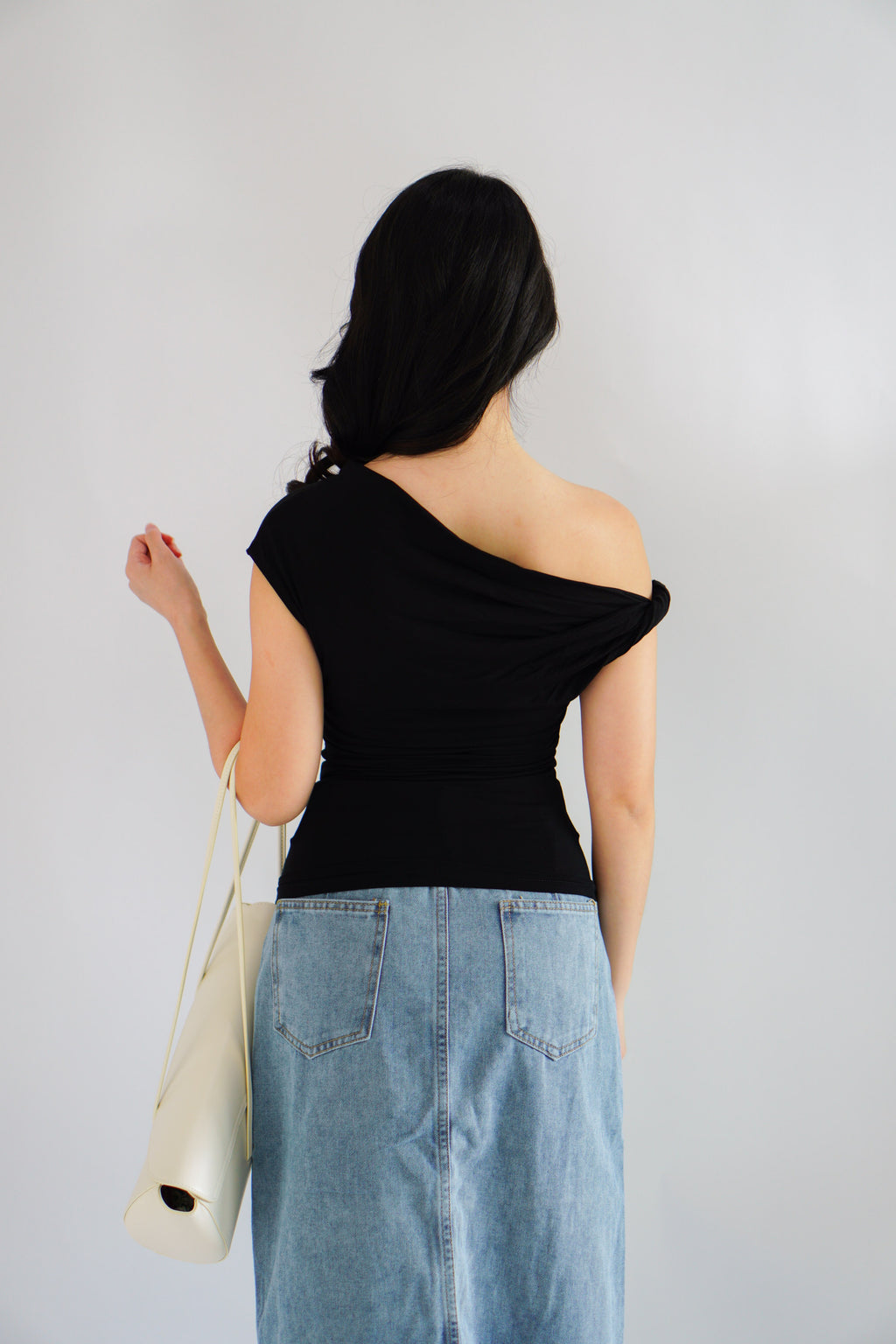 Myoka Ruched Toga Top in Black