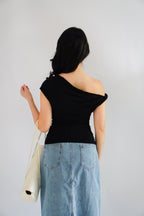 Myoka Ruched Toga Top in Black