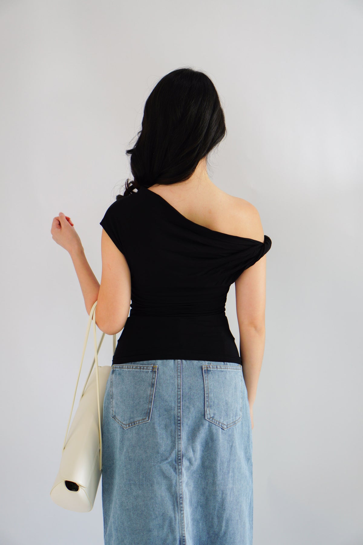 Myoka Ruched Toga Top in Black
