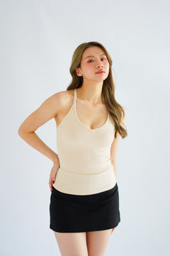 Esme Basic V Neck Camisole Top in Beige