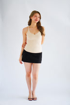 Esme Basic V Neck Camisole Top in Beige
