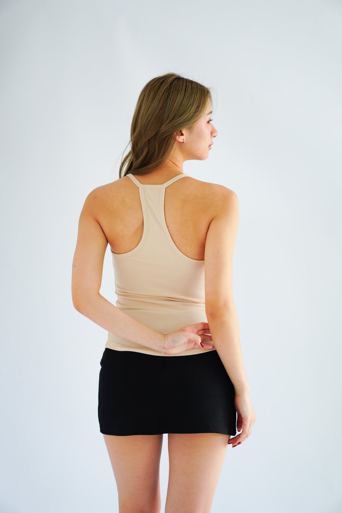 Esme Basic V Neck Camisole Top in Beige
