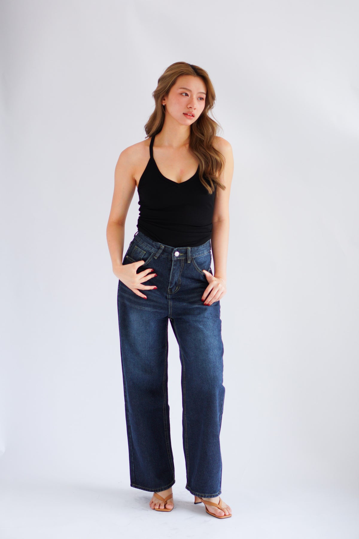 Esme Basic V Neck Camisole Top in Black