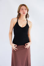 Esme Basic V Neck Camisole Top in Black