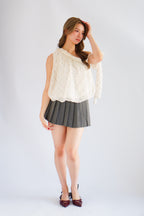 Temma Toga Polkadot Ribbon Self Tied Top in Cream