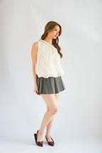 Temma Toga Polkadot Ribbon Self Tied Top in Cream