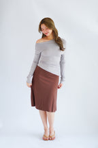 Hizzy Toga Ruched Long Sleeve Top in Grey