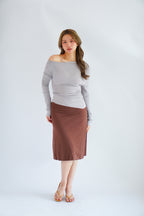 Hizzy Toga Ruched Long Sleeve Top in Grey