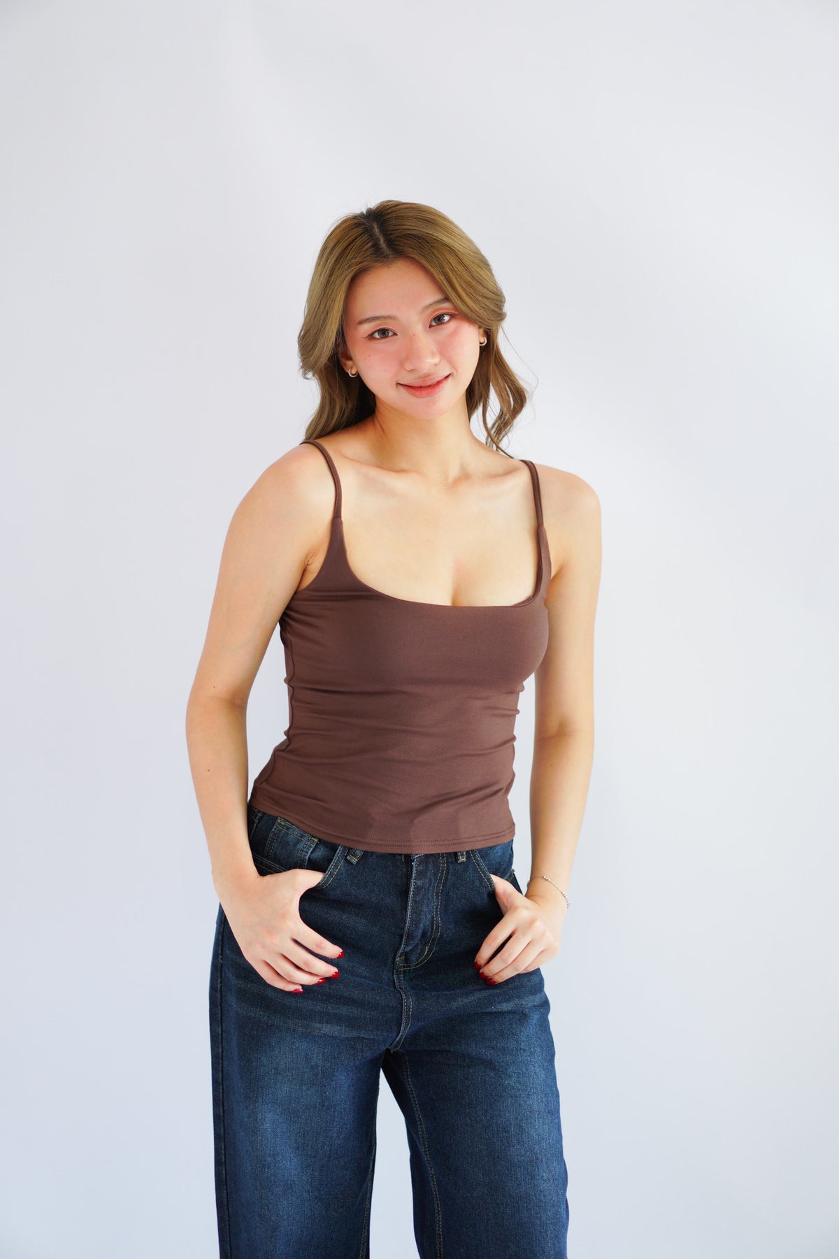 Rita Basic Camisole Top in Brown