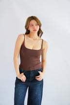 Rita Basic Camisole Top in Brown