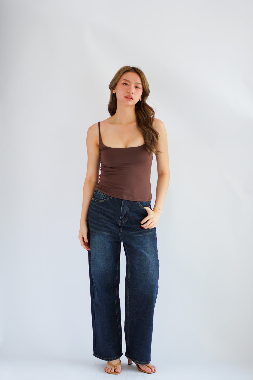 Rita Basic Camisole Top in Brown