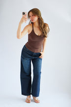 Esme Basic V Neck Camisole Top in Brown