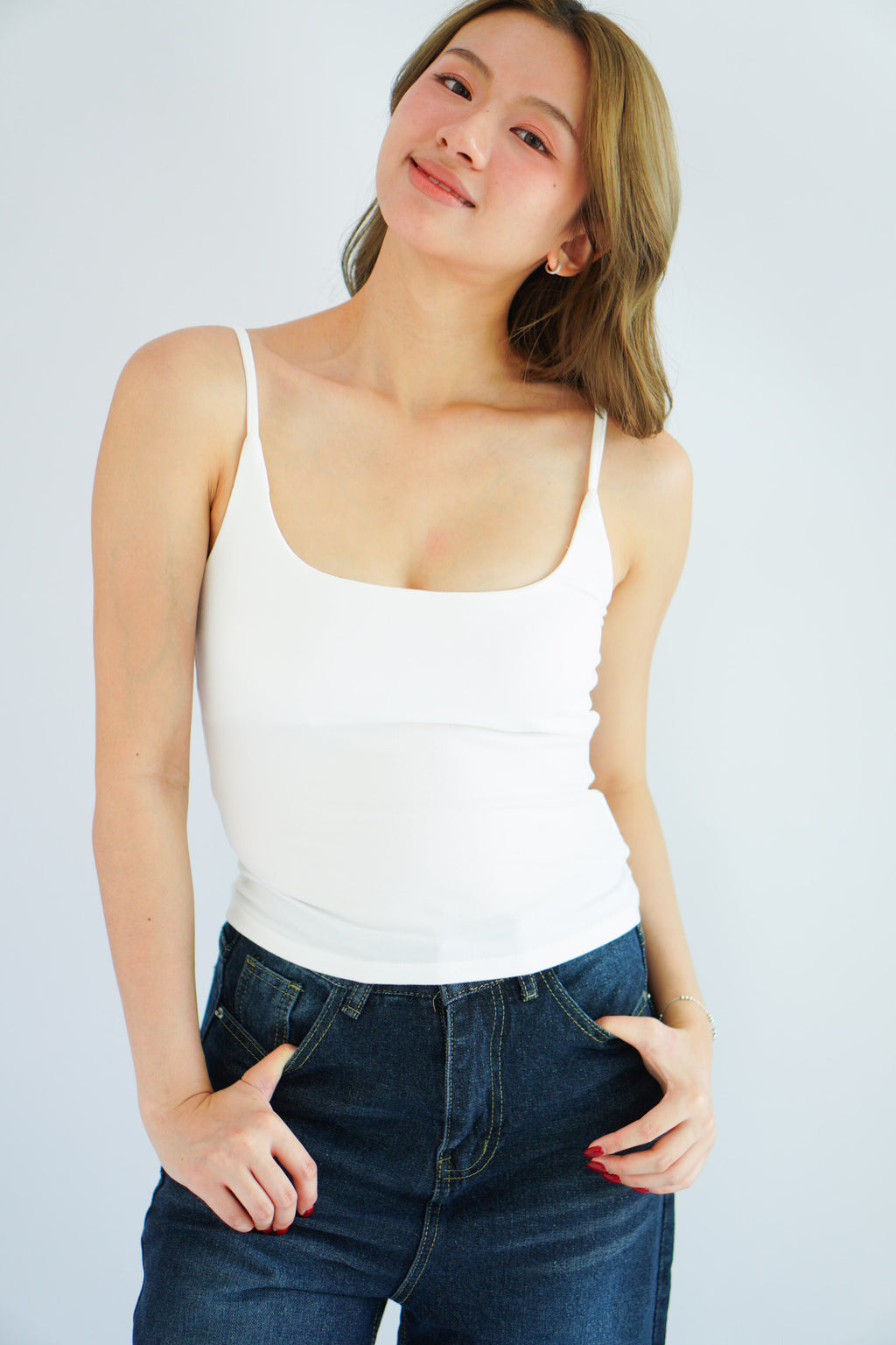 Rita Basic Camisole Top in White